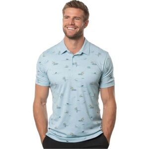 Travis Mathew Sky Blue Going Rogue Golf Polo Shirt